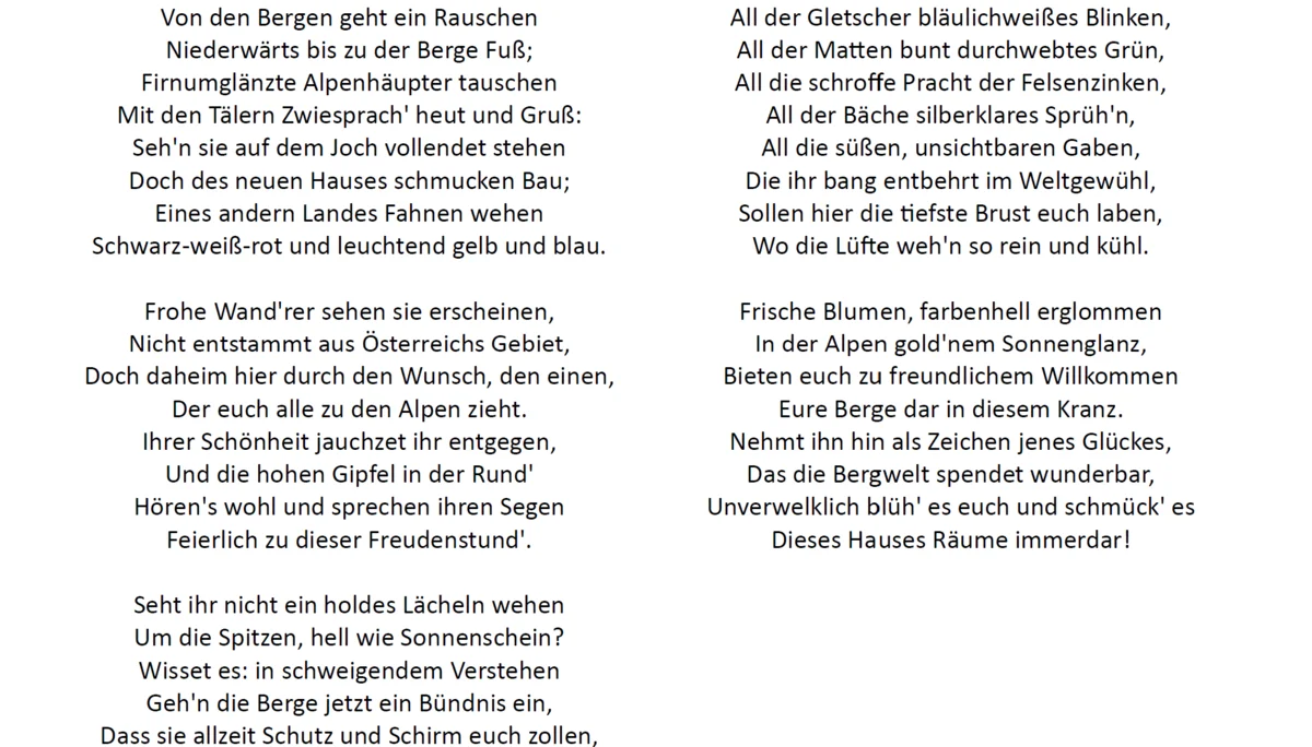 Gedicht zur Hüttenweihe von Rosa Kellerbauer | © DAV Chemnitz Archiv